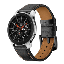 Huawei Watch 3 / Watch 3 Pro okosóra szíj - TECH-PROTECT Leather fekete bőr szíj (22 mm szíj szélesség) okosóra kellék