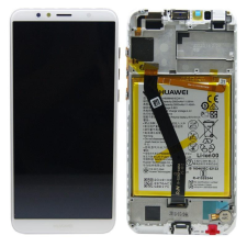 Huawei Y6 2018 fehér gyári LCD + érintőpanel kerettel akkumulátorral mobiltelefon, tablet alkatrész