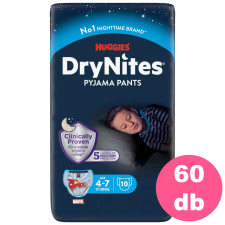 Huggies DryNites 4-7 éves fiú, 6x10 db - 2 HAVI pelenkacsomag pelenka