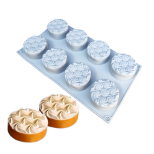  Hullámos mintás, henger alakú, szilikon mousse forma, 8 adagos sütés és főzés