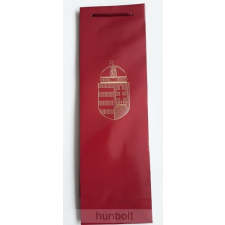 Hunbolt Arany címeres, italos, fényes dísztasak 8x11,5X37 cm - piros ajándéktasak