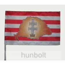 Hunbolt Árpád sávos Nagy- Magyarországos kettőskeresztes zászló 15x25 cm, 40 cm-es műanyag rúddal dekoráció