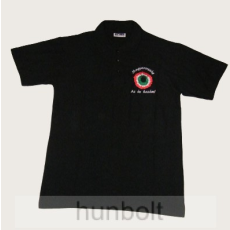 Hunbolt Hímzett kokárdás galléros fekete póló XL