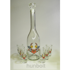 Hunbolt Kalocsai virágmintás üveg 6 pálinkás pohárral - tálca nélkül konyhai eszköz
