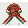 Hunbolt Kerámia kokárda Kossuth címerrel, nemzeti színű szalaggal és biztosító tűvel