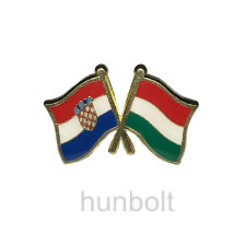 Hunbolt Kitűző, páros zászló Horvát-Magyar jelvény 26x15 mm kitűző
