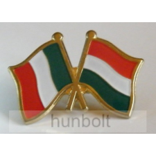 Hunbolt Kitűző, páros zászló Olasz -Magyar jelvény 26x15 mm kitűző