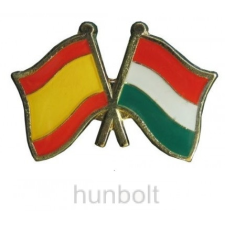Hunbolt Kitűző, páros zászló Spanyol-Magyar jelvény 26x15 mm kitűző
