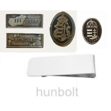 Hunbolt Rozsdamentes pénzcsipesz 6x2,5cm ón téglalap Magyarország matrica ajándéktárgy