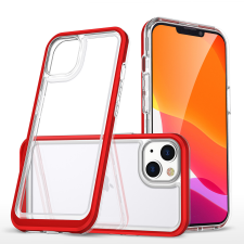 Hurtel átlátszó 3in1 tok iPhone 14 szilikon tok kerettel piros tok és táska
