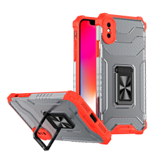 Hurtel Crystal Ring tok kihajtható támasztó Tough Rugged tok iPhone XS Max piros tok és táska