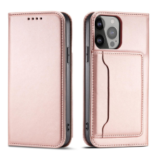 Hurtel Mágneses kártyatartós tok iPhone 14 flip cover pénztárca állvány rózsaszín tok és táska