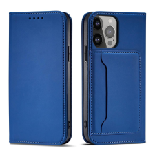 Hurtel Mágneses kártyatartós tok iPhone 14 Pro flip cover pénztárca állvány kék tok és táska