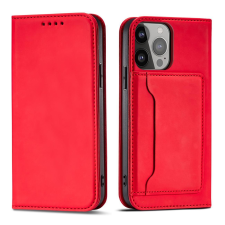 Hurtel Magnet Card Case Samsung Galaxy S23 mágneses flipes tok pénztárcával, állvánnyal, piros tok és táska