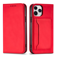 Hurtel Magnet Card Case tok iPhone 12 Pro tok kártyatárca pénztárca kártyatartó piros tok és táska