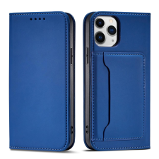 Hurtel Magnet Card Case tok iPhone 12 tok kártya pénztárca kártya állvány kék tok és táska