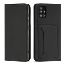 Hurtel Magnet Card Case tok Samsung Galaxy A12 5G tok pénztárca kártyatartó fekete tok és táska