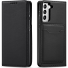 Hurtel Magnet Card Case Tok Samsung Galaxy S22 + S22 Plus Tok Pénztárca Kártya Tartó Fekete (9145576251300)