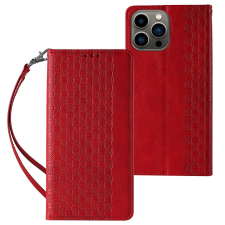 Hurtel Magnet Strap Case iPhone 14 Flip Wallet Mini Lanyard Stand piros tok és táska