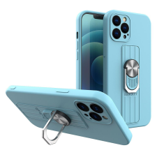 Hurtel Ring Case szilikon telefontok gyűrűvel iPhone 11 Pro Max készülékhez világoskék színben tok és táska