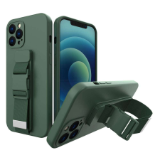 Hurtel Samsung Galaxy S21 - Rope Case kitámasztható telefontok állítható pánttal, Sötétzöld tok és táska
