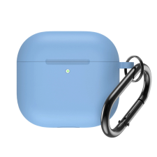 Hurtel Silicone tok karabínerrel AirPods 4 - világoskék fülhallgató, fejhallgató tok