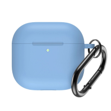 Hurtel Silicone tok karabínerrel AirPods 4 - világoskék fülhallgató, fejhallgató tok