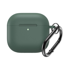 Hurtel Silicone tok karabínerrel AirPods 4 - zöld fülhallgató, fejhallgató tok