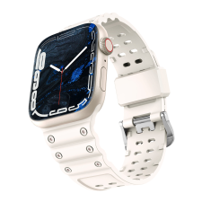 Hurtel Strap Triple Protection szíj az Apple Watch SE, 8, 7, 6, 5, 4, 3, 2, 1 (41, 40, 38 mm) karperechez bézs színű karkötőhöz tok okosóra kellék