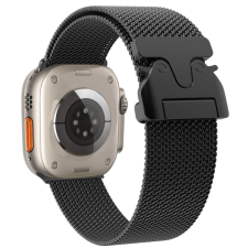 Hurtel Titanium Milanese Loop csereszíj Apple Watch 42/44/45/46/49mm - fekete okosóra kellék