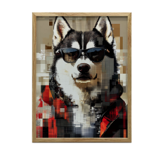 HUSKY FALI PLAKÁT SZEMVEVEGES KERET NÉLKÜL 70x100 CM MATTE grafika, keretezett kép