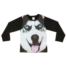 Husky Hosszú ujjú póló - Husky kutya #fekete - 134-es méret