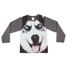 Husky Hosszú ujjú póló - Husky kutya #szürke - 134-es méret gyerek póló