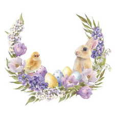 Húsvét Flowers Wreath szalvéta 20 db-os 33x33 cm party kellék