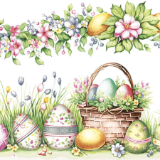 Húsvét Scene with Basket Eggs szalvéta 20 db-os 33x33 cm papírárú, csomagoló és tárolóeszköz