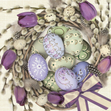 Húsvét Violet Tulips Wreath szalvéta 20 db-os 33x33 cm papírárú, csomagoló és tárolóeszköz