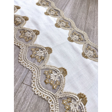 Huzziyas Home Kahverengi Törtfehér Asztali futó - 45 x 150 cm party kellék