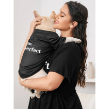  "I am perfect" poliészter kutyaruha, fekete, XL-es kutyaruha