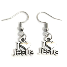 I Love Jesus fülbevaló, választható arany vagy ezüst színű akasztóval fülbevaló