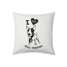 I love my bullterrier párna egyedi mintával ajándéktárgy
