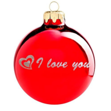  I love you fényes piros ezüst nyomással 8cm - Karácsonyfadísz karácsonyi dekoráció