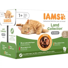  Iams Cat Delights LAND IN GRAVY multipack, többféle íz, ízletes szószban 12x85g macskaeledel