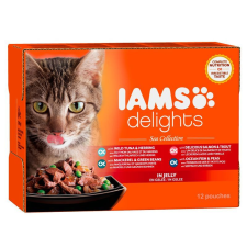 IAMS Cat Delights SEA IN JELLY multipack, többféle halas íz, zamatos aszpikban 12x85g macskaeledel
