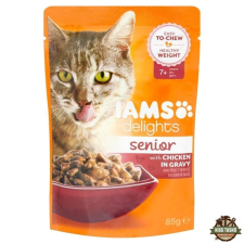 IAMS Delights Senior Csirke Falatkák Ízletes Szószban nedves macskatáp 85g macskaeledel