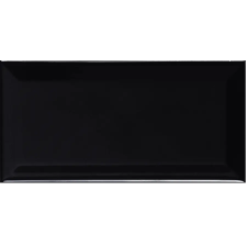 IBER METRO FALICSEMPE 10X20CM FEKETE NERO BRILLO BISELADO csempe