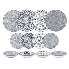  Ibili Armonia vesela, portelan, 12 pite, fekete tányér és evőeszköz