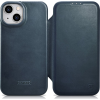 Icarer Ce Olajviasz Prémium Bőr Fóliatok Bőr Tok iPhone 14 Plus Flip Mágneses Magsafe Kék Aki14220707-Bu (ICR391)