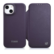 Icarer CE Prémium bőr fóliatok iPhone 14 Plus Flip mágneses MagSafe bőr tok Sötétlila (WMI1422071... tok és táska