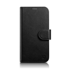 Icarer tárca tok 2in1 iPhone 14 Pro bőr Flip Cover Anti-RFID fekete (WMI14220726-BK) tok és táska