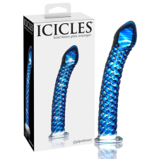 Icicles No. 29 - spirális, péniszes üveg dildó (kék) anál